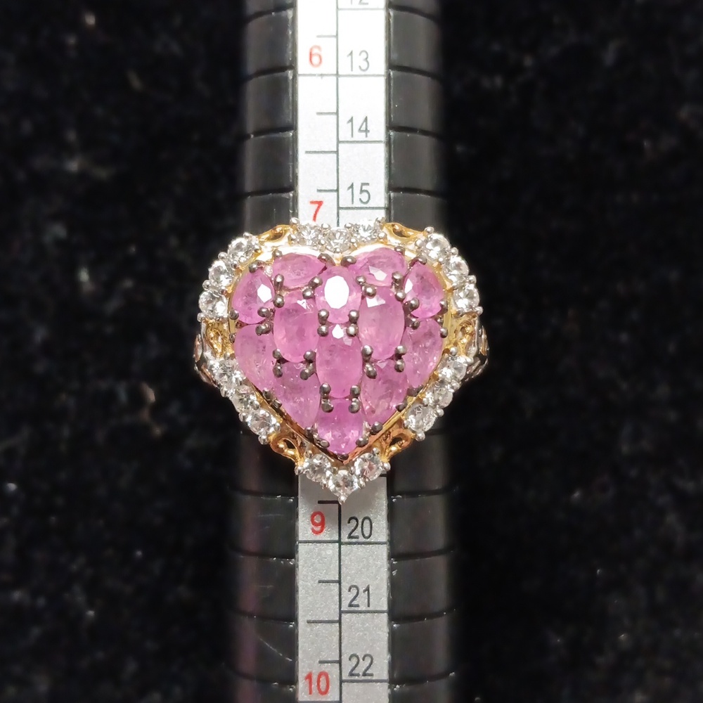 D'Joy Ilakaka Hot Pink Sapphire (FF) and White Zircon 4.60 ctw Ring